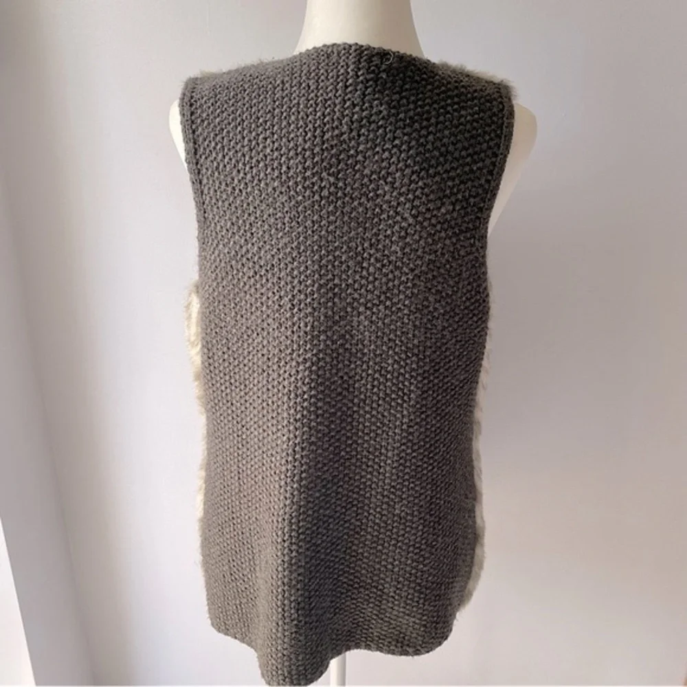 Democracy Faux Fur Animal Print Tunic Length Vest Small EUC